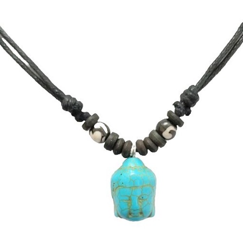 Turquoise buddha pendant - pendant, black