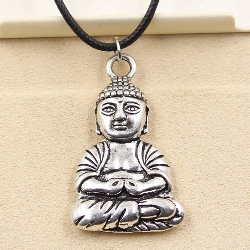 Buddha pendant silver necklace - silver,
