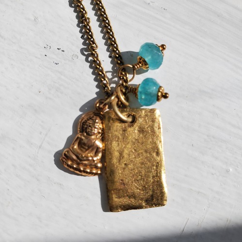 Gold buddha necklace - buddha,