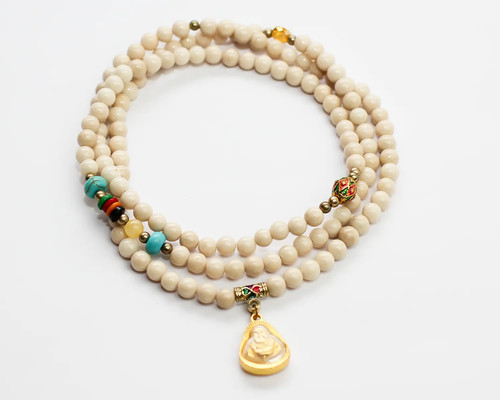 Natural cream marble beads - natural,