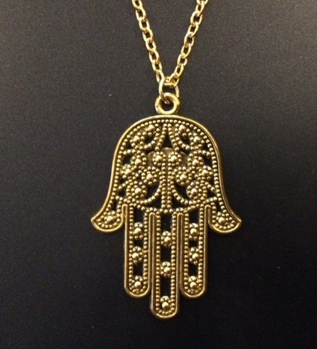 Gold hamsa hand necklace - hamsa,