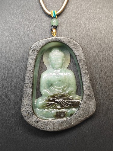 Certified jade buddha pendant - jade,