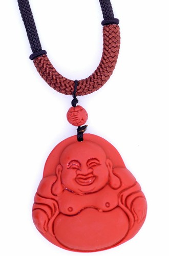 Large red buddha pendant - red,