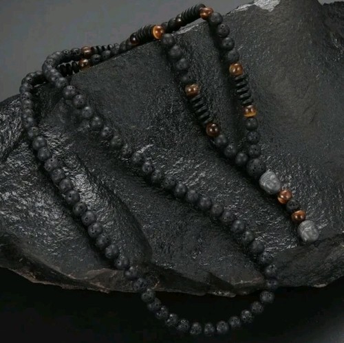 Lava stone mala necklace - lava,