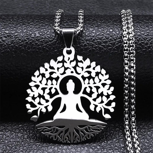Silver sacred bodhi tree - silver,