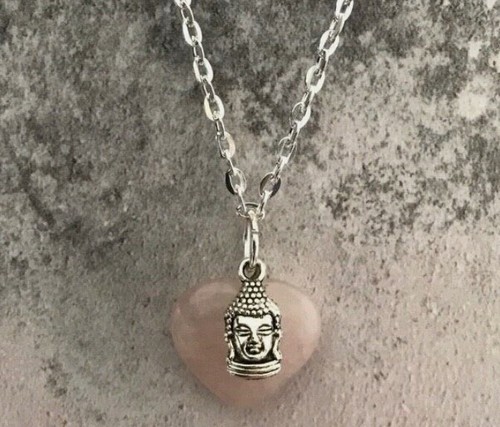 Buddha with rose quartz - with,