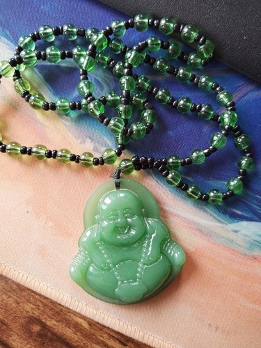 Green jade necklace - jade, maitreya