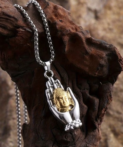 Buddha necklace pendant - buddha, gold
