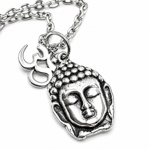 Buddha necklace pendant - buddha, om