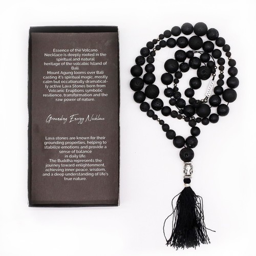 Lava stone beaded necklace - lava,